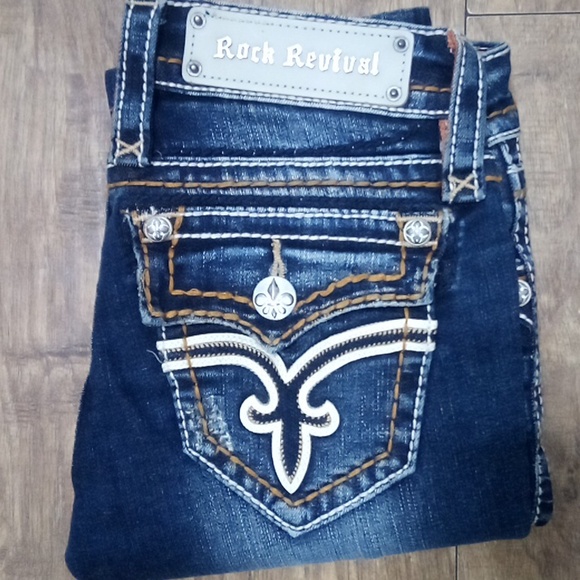 Rock Revival NWOT Women's 26 Skinny Flo Embellished Faux Leather Distressed - Picture 5 of 12